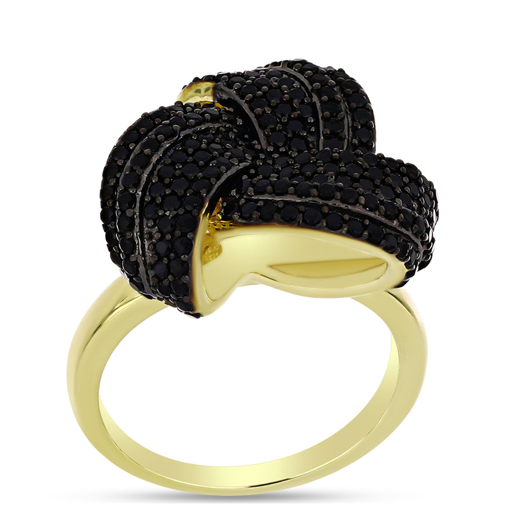 Inel din Argint 925 Placat cu Aur ( 5.31 grame ) cu Spinel Negru 1.37 Carate 3 