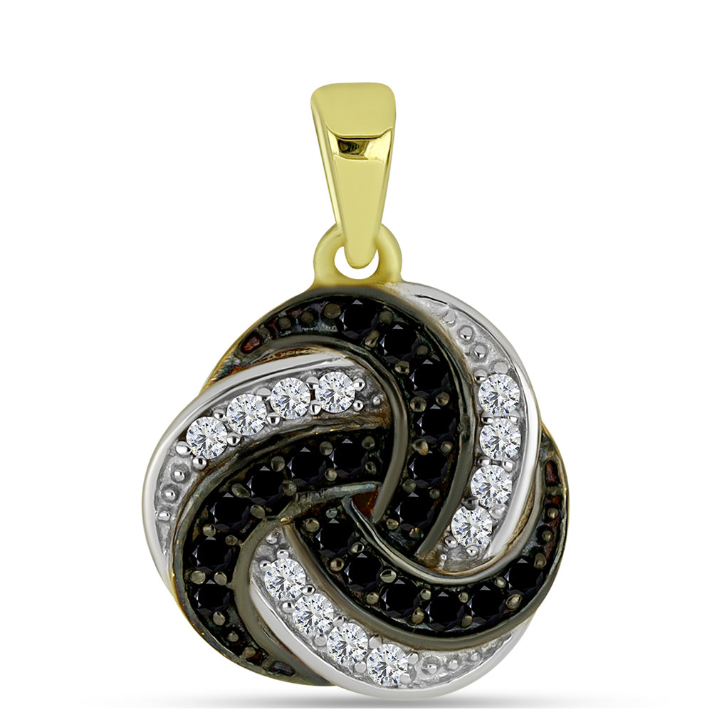 Pandantiv din Argint 925 Placat cu Aur ( 1.74 grame ) cu Spinel Negru și Topaz Alb 0.31 Carate 1 