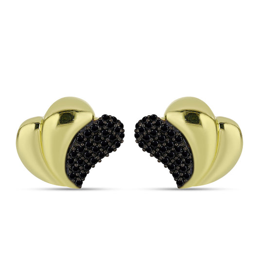 Cercei din Argint 925 Placat cu Aur ( 3.32 grame ) cu Spinel Negru 0.48 Carate