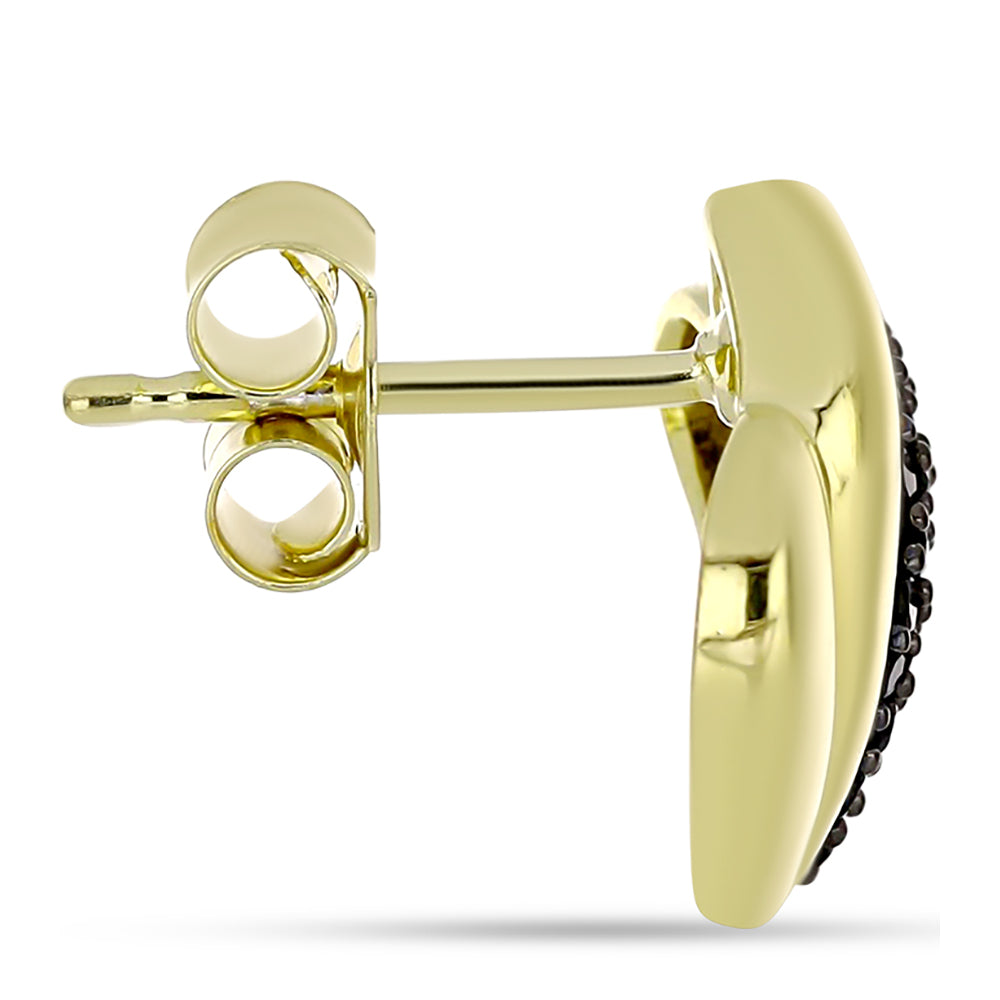 Cercei din Argint 925 Placat cu Aur ( 3.32 grame ) cu Spinel Negru 0.48 Carate