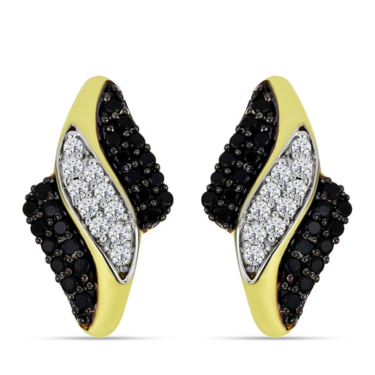 Cercei din Argint 925 Placat cu Aur ( 2.69 grame ) cu Spinel Negru și Topaz Alb 0.49 Carate