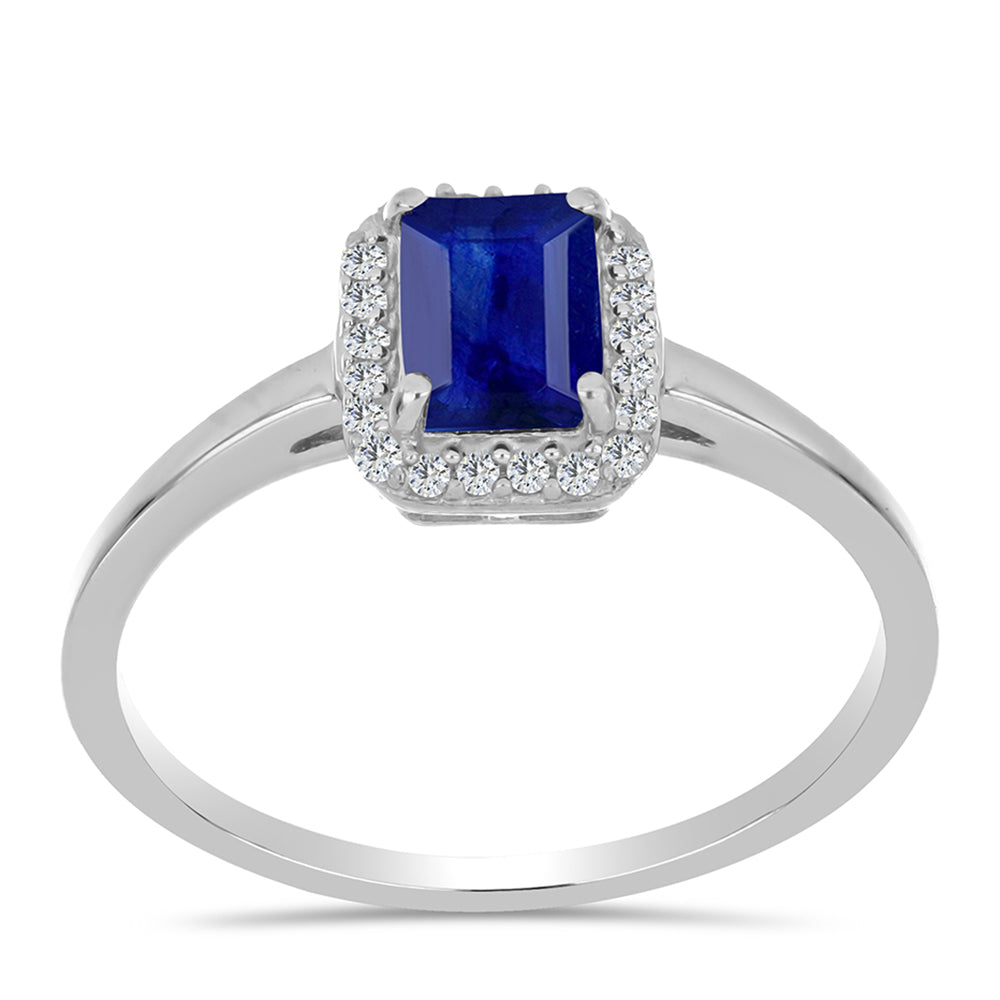 Inel din Argint 925 ( 2.13 grame ) cu Safir Albastru Australian și Topaz Alb 1.68 Carate 3 