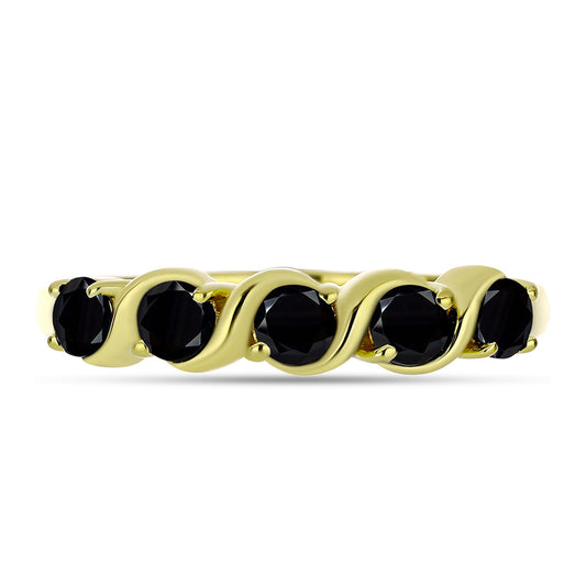 Inel din Argint 925 Placat cu Aur ( 2.14 grame ) cu Spinel Negru 0.66 Carate
