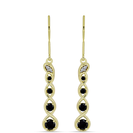 Cercei din Argint 925 Placat cu Aur ( 3.4 grame ) cu Spinel Negru și Topaz Alb 1.14 Carate
