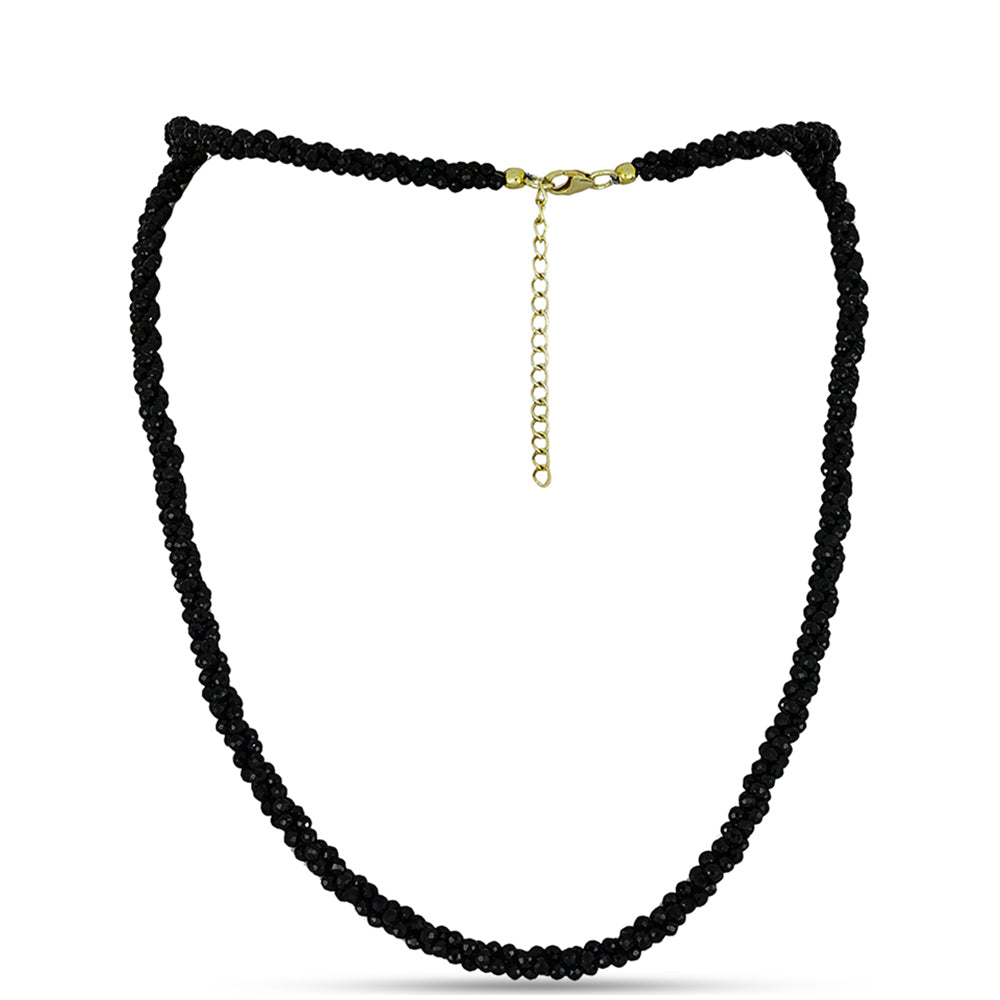 Colier din Argint 925 Placat cu Aur ( 1 grame ) cu Spinel Negru 74.5 Carate 1 