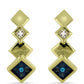 Cercei din Argint 925 Placat cu Aur ( 3.44 grame ) cu Diamant Albastru și Topaz Alb 0.11 Carate