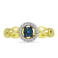 Inel din Argint 925 Placat cu Aur ( 2.38 grame ) cu Diamant Albastru și Topaz Alb 0.15 Carate
