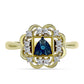 Inel din Argint 925 Placat cu Aur ( 3.03 grame ) cu Diamant Albastru și Topaz Alb 0.23 Carate