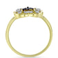 Inel din Argint 925 Placat cu Aur ( 3.03 grame ) cu Diamant Albastru și Topaz Alb 0.23 Carate