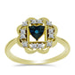 Inel din Argint 925 Placat cu Aur ( 3.03 grame ) cu Diamant Albastru și Topaz Alb 0.23 Carate