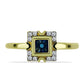 Inel din Argint 925 Placat cu Aur ( 2.56 grame ) cu Diamant Albastru și Topaz Alb 0.12 Carate