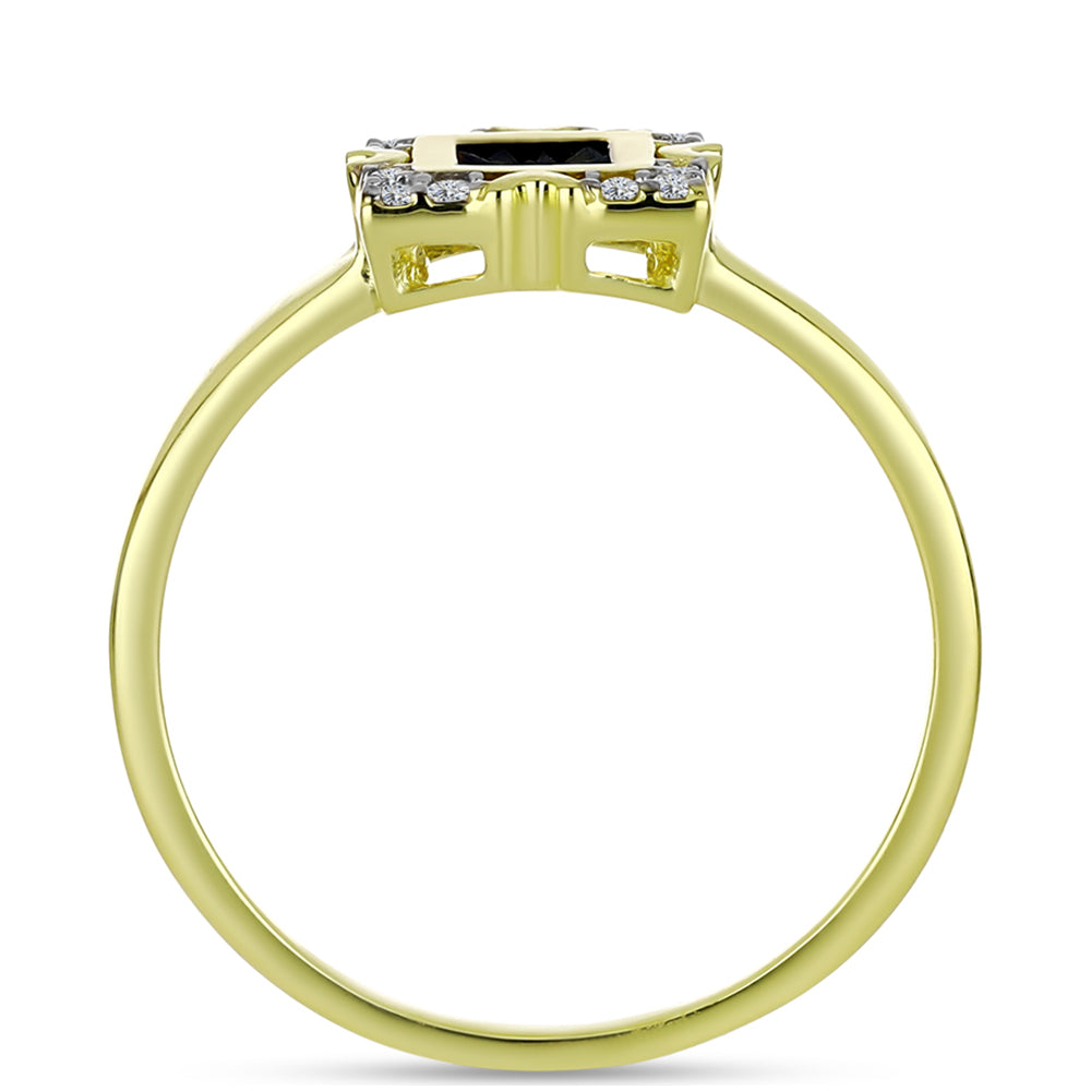 Inel din Argint 925 Placat cu Aur ( 2.56 grame ) cu Diamant Albastru și Topaz Alb 0.12 Carate 2 