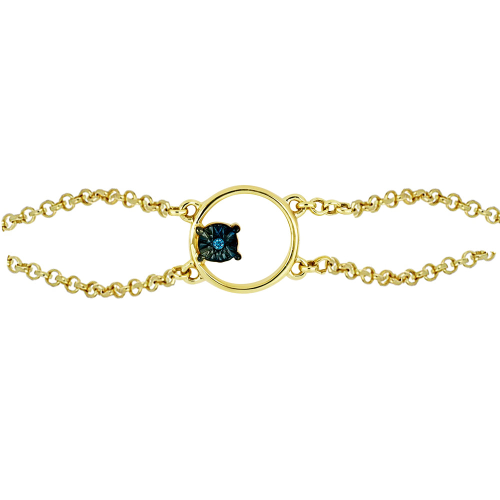 Brățară din Argint 925 Placat cu Aur ( 2.82 grame ) cu Diamant Albastru 0.01 Carate 2 