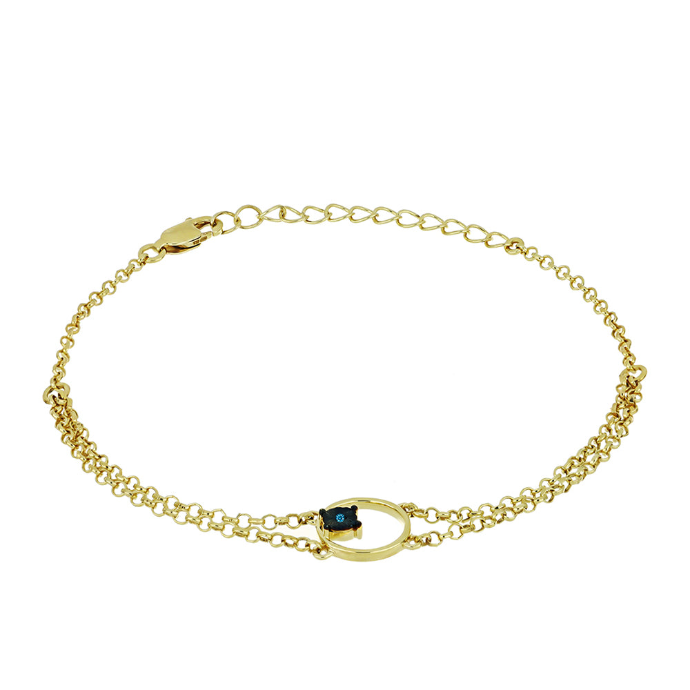 Brățară din Argint 925 Placat cu Aur ( 2.82 grame ) cu Diamant Albastru 0.01 Carate 1 