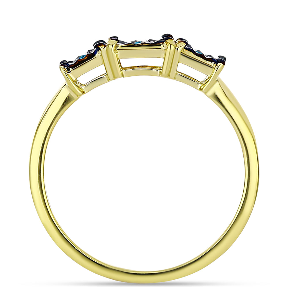 Inel din Argint 925 Placat cu Aur ( 2.49 grame ) cu Diamant Albastru 0.02 Carate 2 