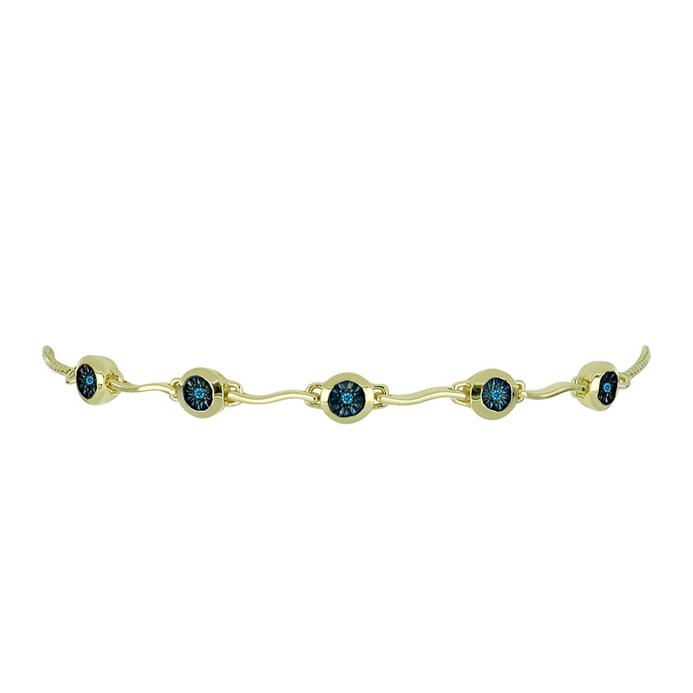 Brățară din Argint 925 Placat cu Aur ( 4.5 grame ) cu Diamant Albastru 0.04 Carate 2 