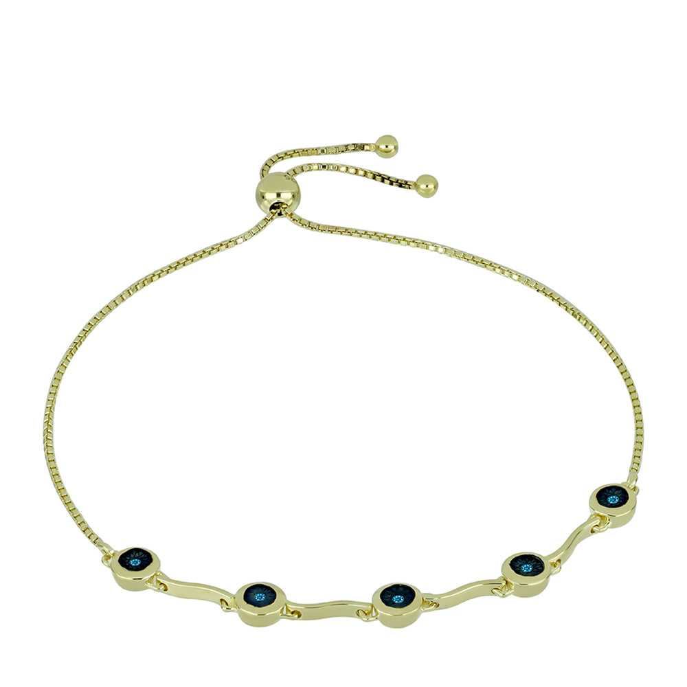 Brățară din Argint 925 Placat cu Aur ( 4.5 grame ) cu Diamant Albastru 0.04 Carate 1 