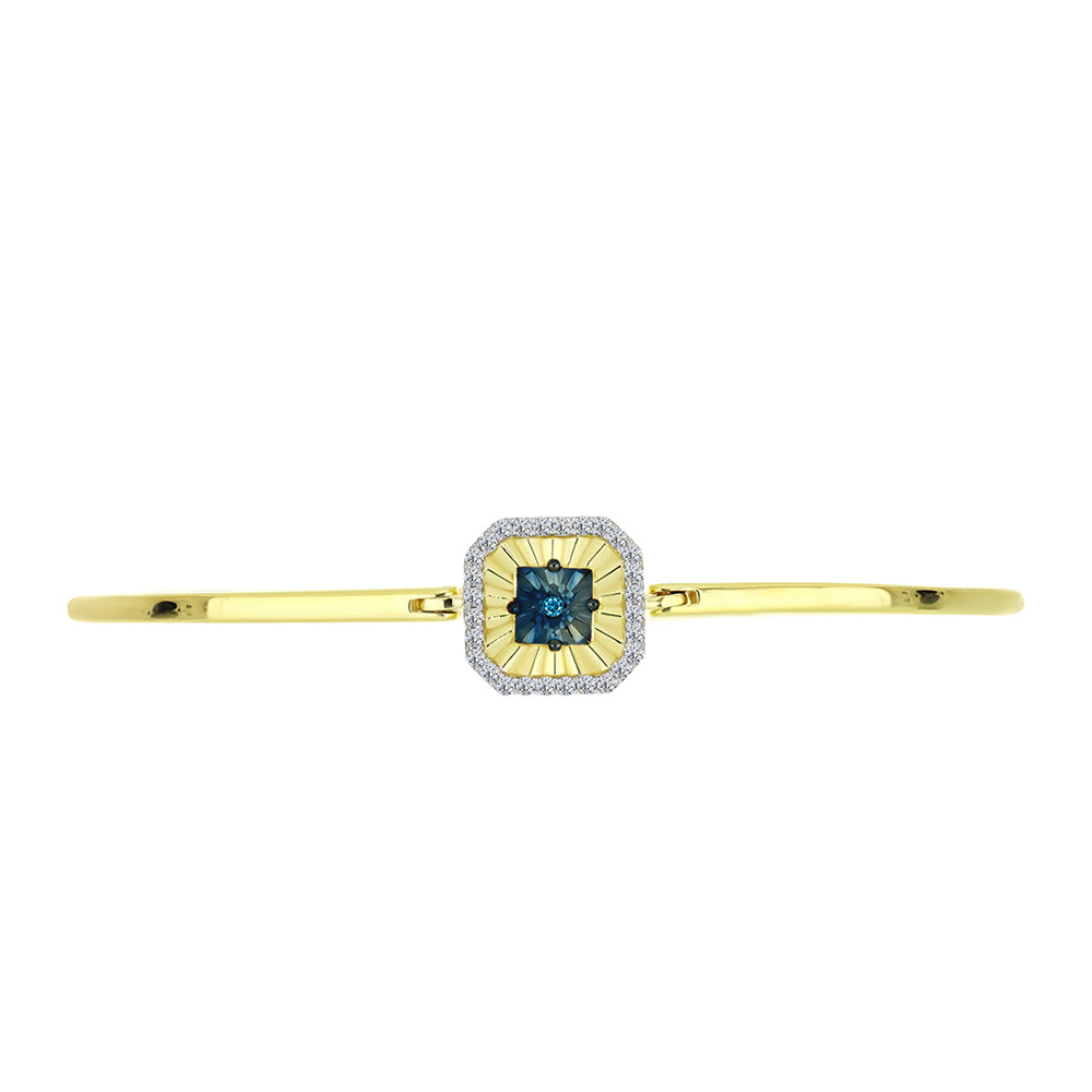 Brățară din Argint 925 Placat cu Aur ( 8.66 grame ) cu Diamant Albastru și Topaz Alb 0.26 Carate 2 