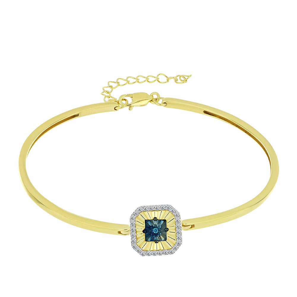 Brățară din Argint 925 Placat cu Aur ( 8.66 grame ) cu Diamant Albastru și Topaz Alb 0.26 Carate 1 