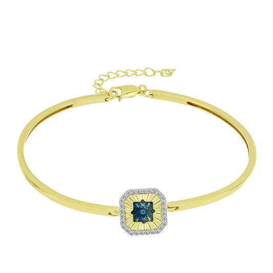 Brățară din Argint 925 Placat cu Aur ( 8.66 grame ) cu Diamant Albastru și Topaz Alb 0.26 Carate