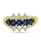 Inel din Argint 925 Placat cu Aur ( 3.59 grame ) cu Diamant Albastru și Topaz Alb 0.6 Carate