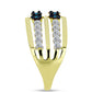 Inel din Argint 925 Placat cu Aur ( 4.67 grame ) cu Diamant Albastru și Topaz Alb 0.86 Carate