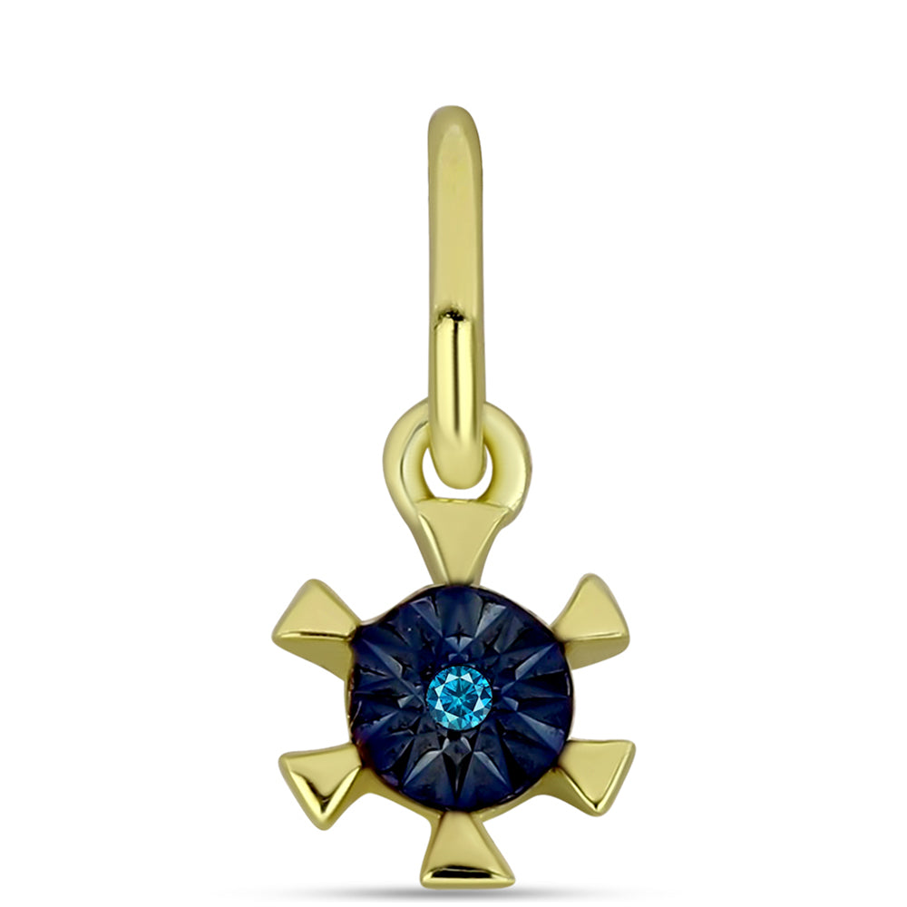 Set din Argint 925 Placat cu Aur ( 1.75 grame ) cu Diamant Albastru 0.02 Carate ( Cercei+Pandantiv ) 3 