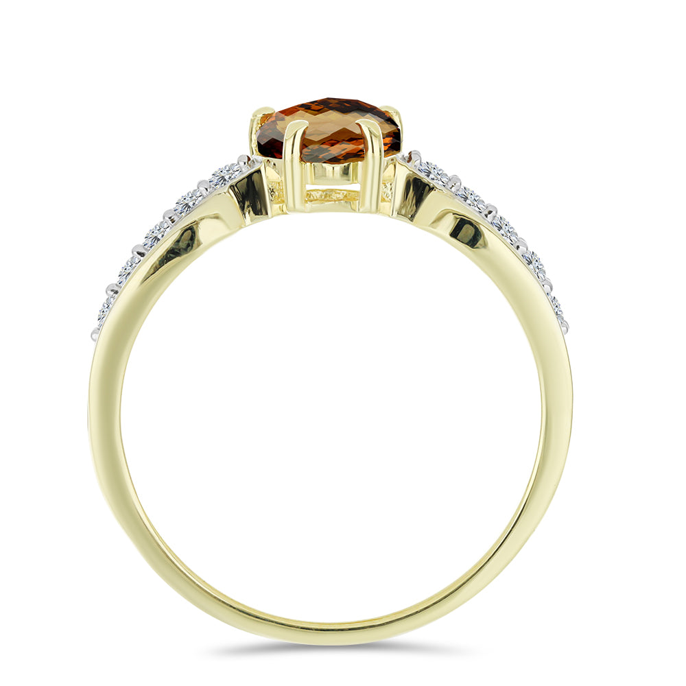 Inel din Argint 925 Placat cu Aur ( 2.89 grame ) cu Cuarț Coniac și Topaz Alb 2.03 Carate 2 