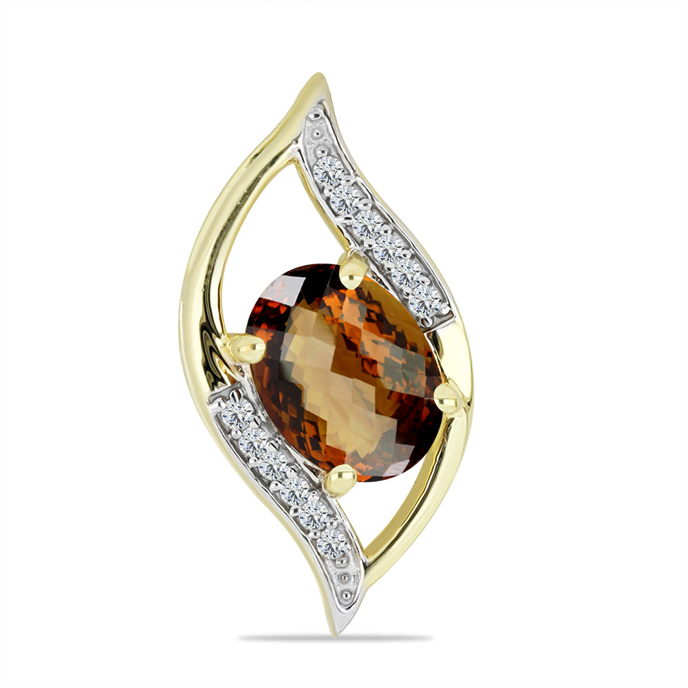 Pandantiv din Argint 925 Placat cu Aur ( 1.17 grame ) cu Cuarț Coniac și Topaz Alb 1.2 Carate 1 