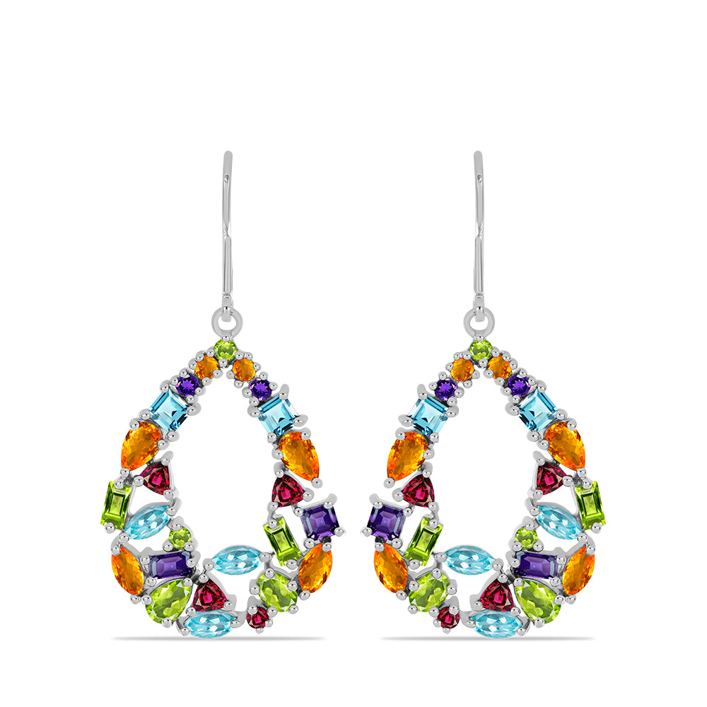 Cercei din Argint 925 ( 5.95 grame ) cu Ametist Marocan și Peridot Changbai 6.42 Carate 1 