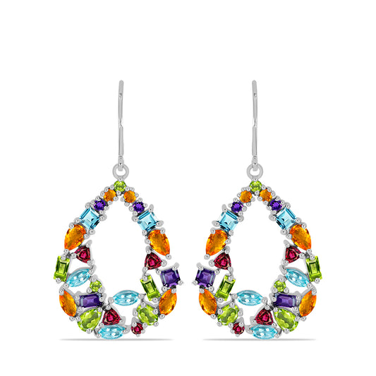 Cercei din Argint 925 ( 5.95 grame ) cu Ametist Marocan și Peridot Changbai 6.42 Carate