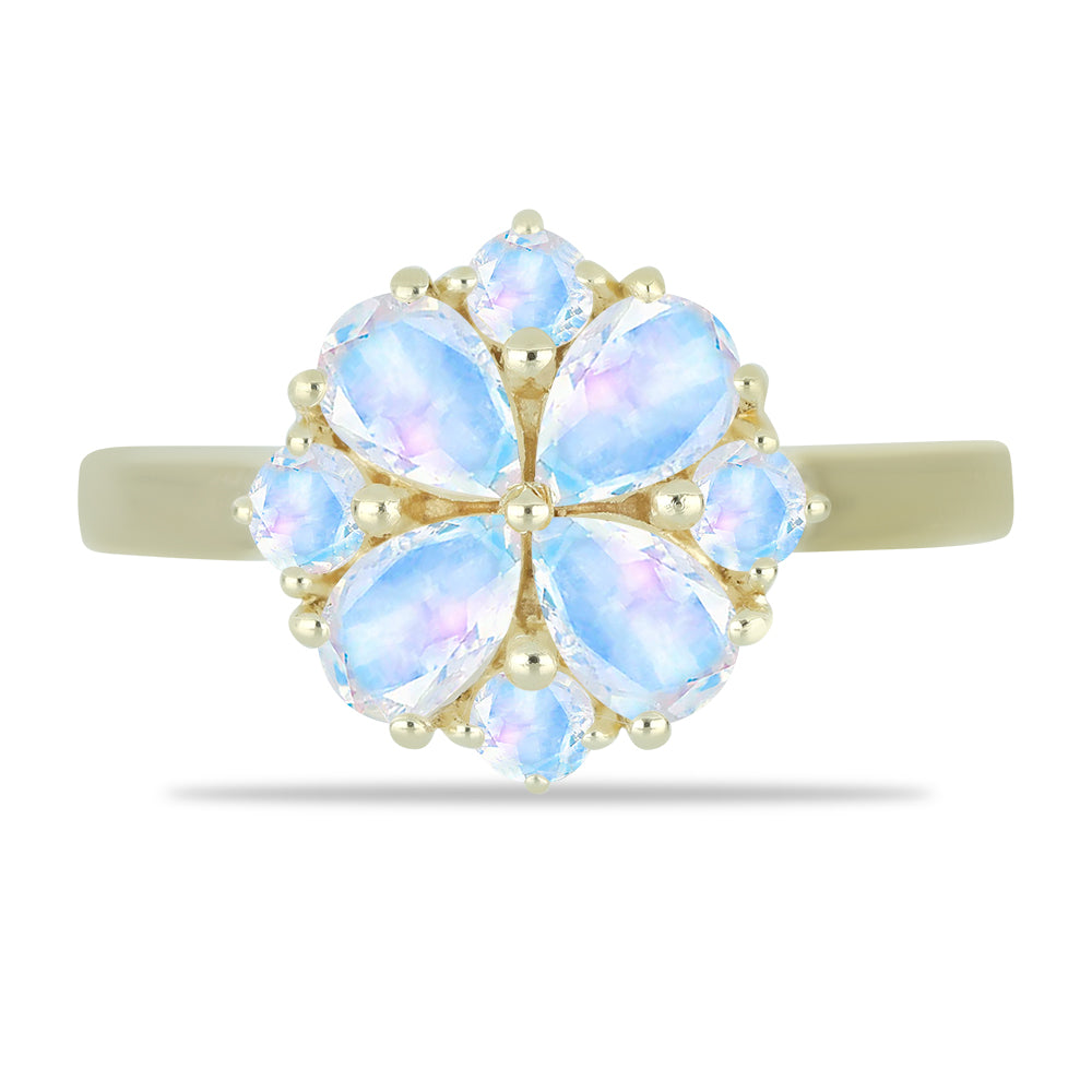 Inel din Argint 925 Placat cu Aur ( 2.89 grame ) cu Piatra Lunii Curcubeu 2.18 Carate 1 