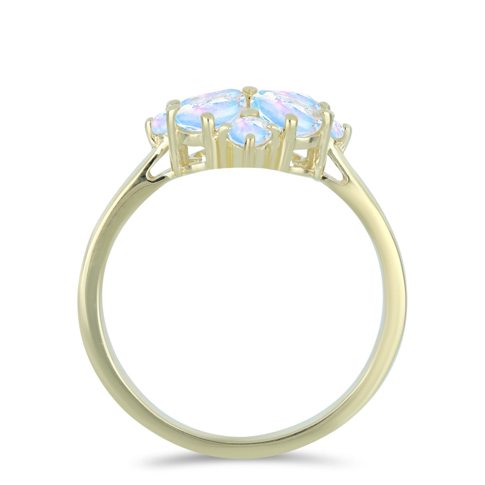 Inel din Argint 925 Placat cu Aur ( 2.89 grame ) cu Piatra Lunii Curcubeu 2.18 Carate 2 