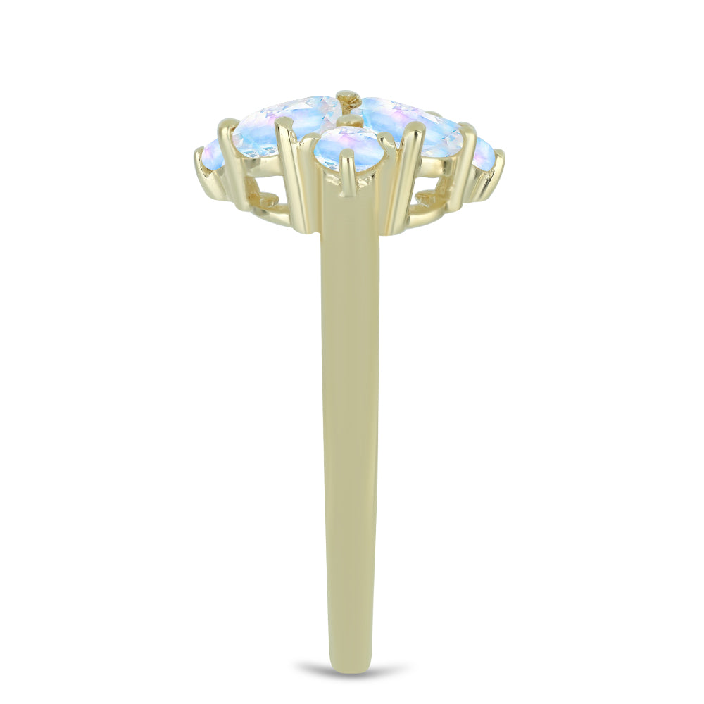 Inel din Argint 925 Placat cu Aur ( 2.89 grame ) cu Piatra Lunii Curcubeu 2.18 Carate 4 