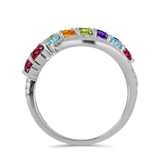 Inel din Argint 925 ( 6.42 grame ) cu Ametist Marocan și Peridot Changbai 2.87 Carate