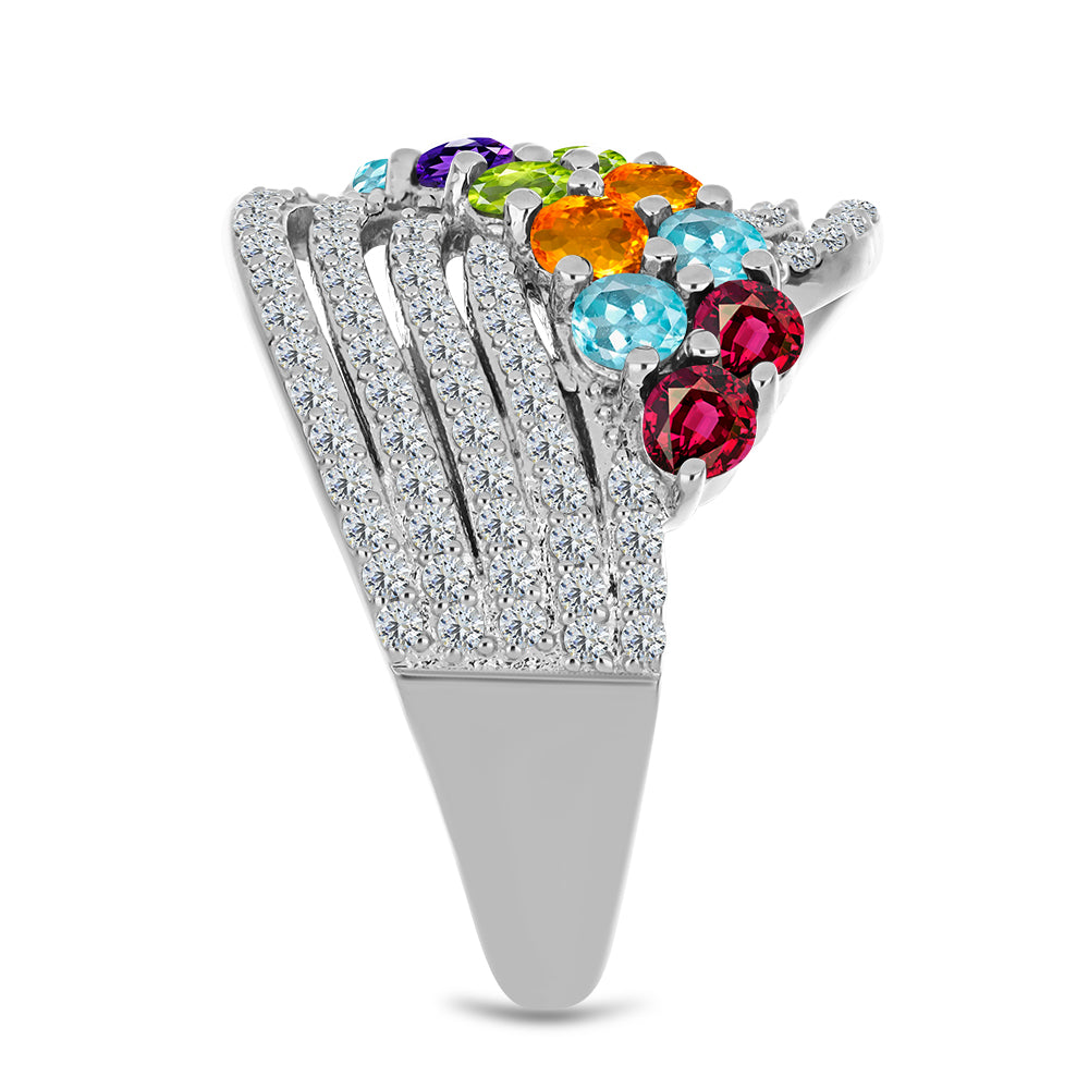 Inel din Argint 925 ( 6.42 grame ) cu Ametist Marocan și Peridot Changbai 2.87 Carate