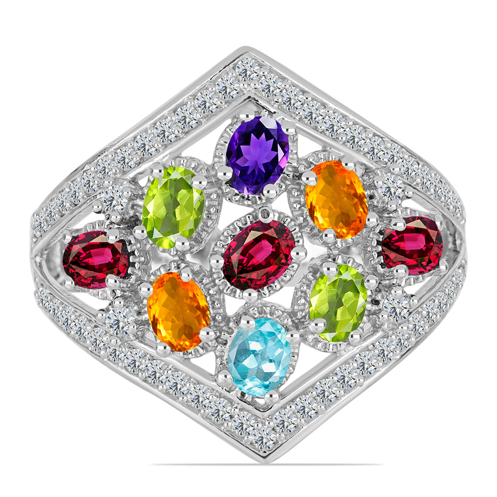 Inel din Argint 925 ( 4.18 grame ) cu Ametist Marocan și Peridot Changbai 2.35 Carate 1 