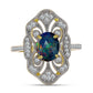 Inel din Argint 925 Placat cu Aur ( 4.56 grame ) cu Opal Etiopian Negru Lega Dembi și Topaz Alb 1.43 Carate