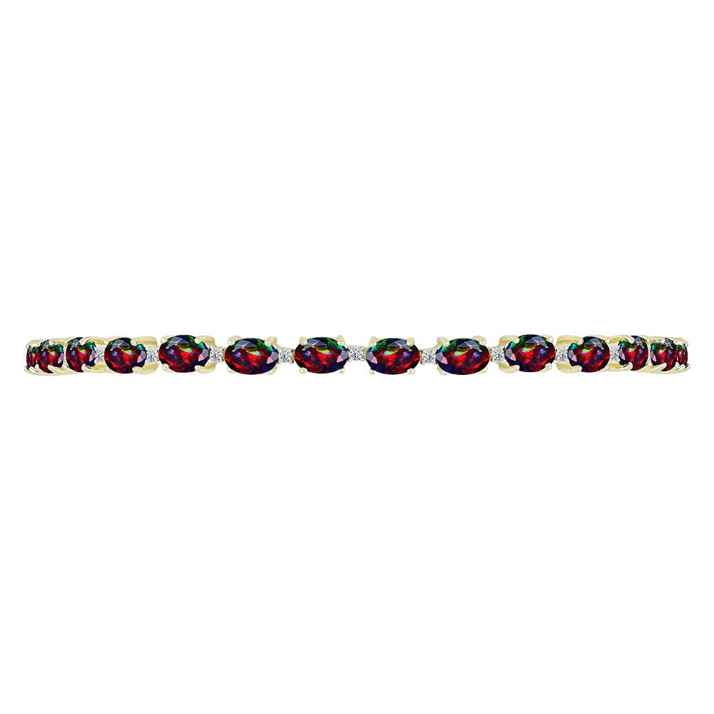 Brățară din Argint 925 Placat cu Aur ( 6.23 grame ) cu Opal Etiopian Negru Lega Dembi și Topaz Alb 4.35 Carate 2 