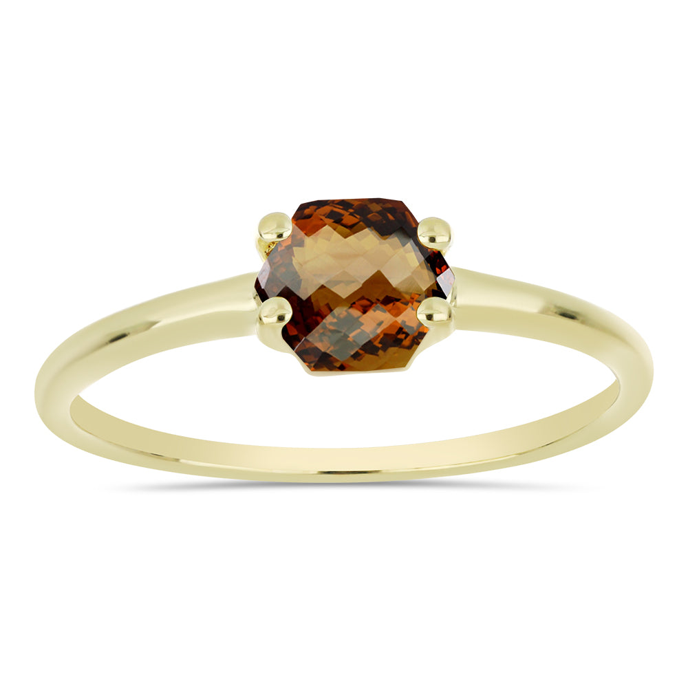 Inel din Argint 925 Placat cu Aur ( 1.38 grame ) cu Cuarț Coniac 0.97 Carate 3 