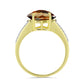 Inel din Argint 925 Placat cu Aur ( 2.26 grame ) cu Cuarț Coniac și Topaz Alb 2.6 Carate