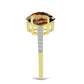 Inel din Argint 925 Placat cu Aur ( 2.26 grame ) cu Cuarț Coniac și Topaz Alb 2.6 Carate