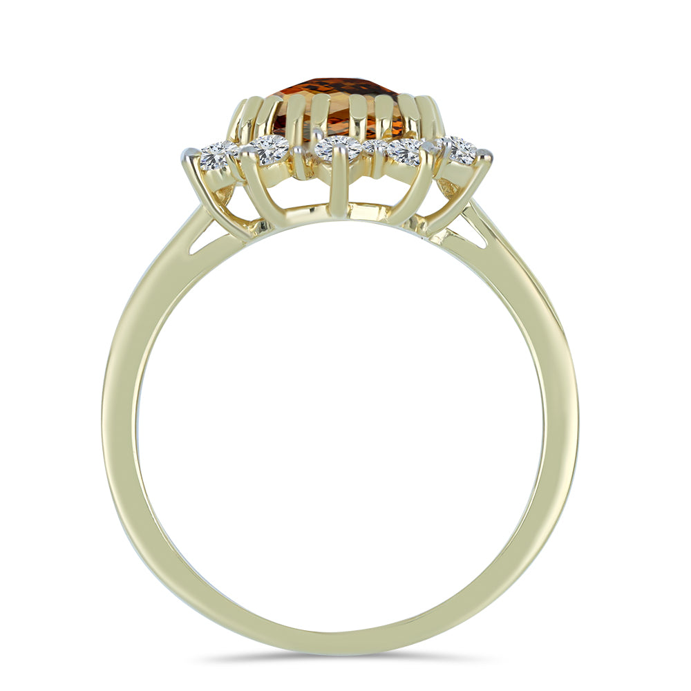 Inel din Argint 925 Placat cu Aur ( 2.28 grame ) cu Cuarț Coniac și Topaz Alb 2.36 Carate 2 