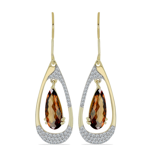 Cercei din Argint 925 Placat cu Aur ( 4.54 grame ) cu Cuarț Coniac și Topaz Alb 4.95 Carate