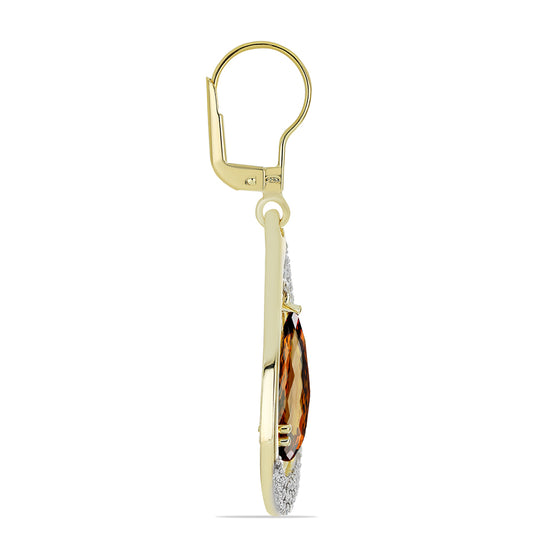 Cercei din Argint 925 Placat cu Aur ( 4.54 grame ) cu Cuarț Coniac și Topaz Alb 4.95 Carate