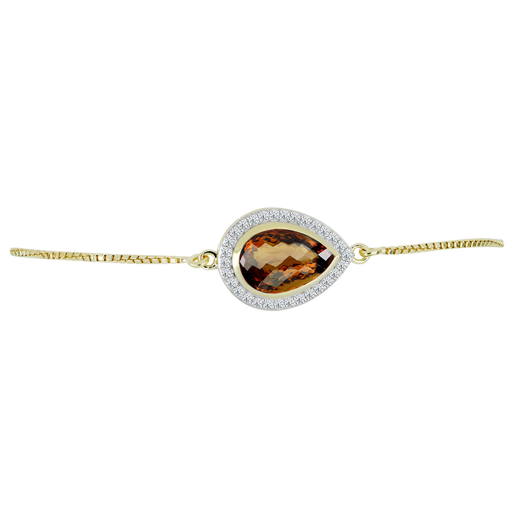 Brățară din Argint 925 Placat cu Aur ( 3.49 grame ) cu Cuarț Coniac și Topaz Alb 2.89 Carate 2 