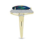 Inel din Argint 925 Placat cu Aur ( 3.73 grame ) cu Opal Etiopian Negru Lega Dembi și Topaz Alb 3.03 Carate