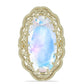 Inel din Argint 925 Placat cu Aur ( 6.65 grame ) cu Piatra Lunii Curcubeu 14.17 Carate