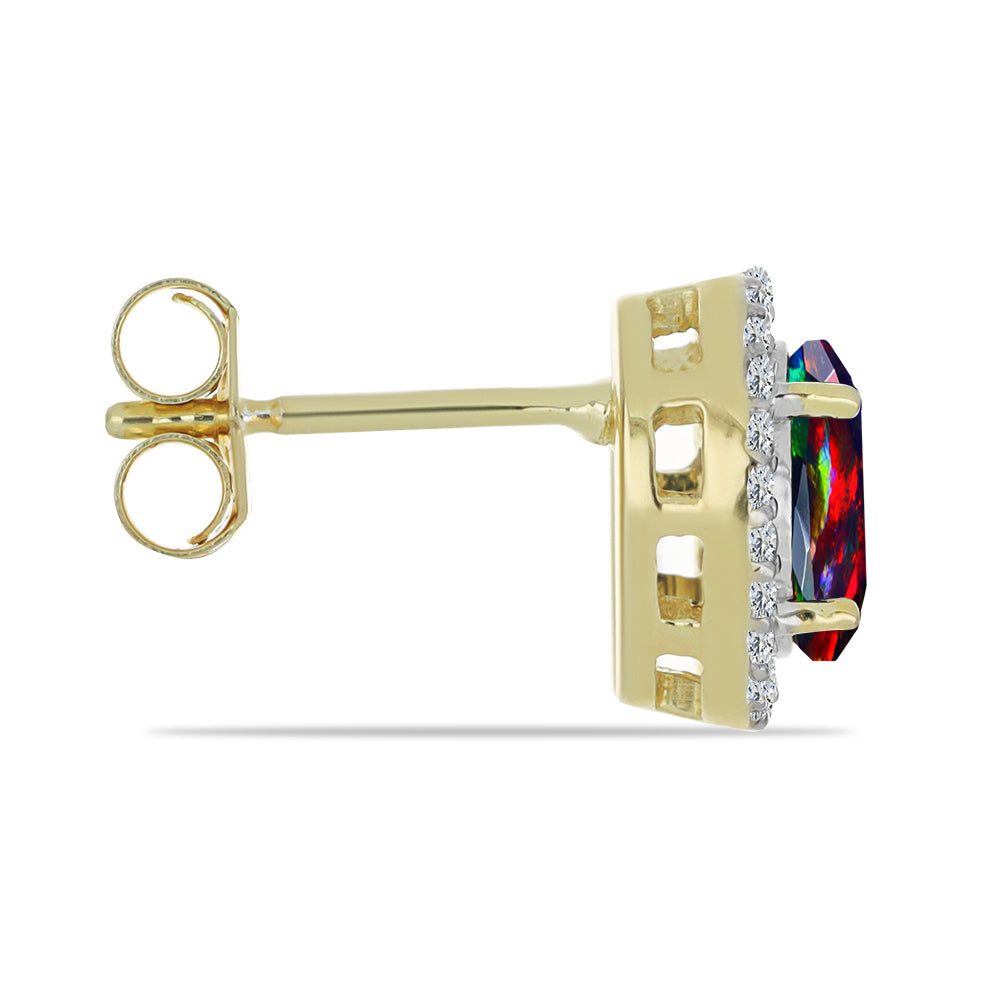 Cercei din Argint 925 Placat cu Aur ( 2.2 grame ) cu Opal Etiopian Negru Lega Dembi și Topaz Alb 1.31 Carate