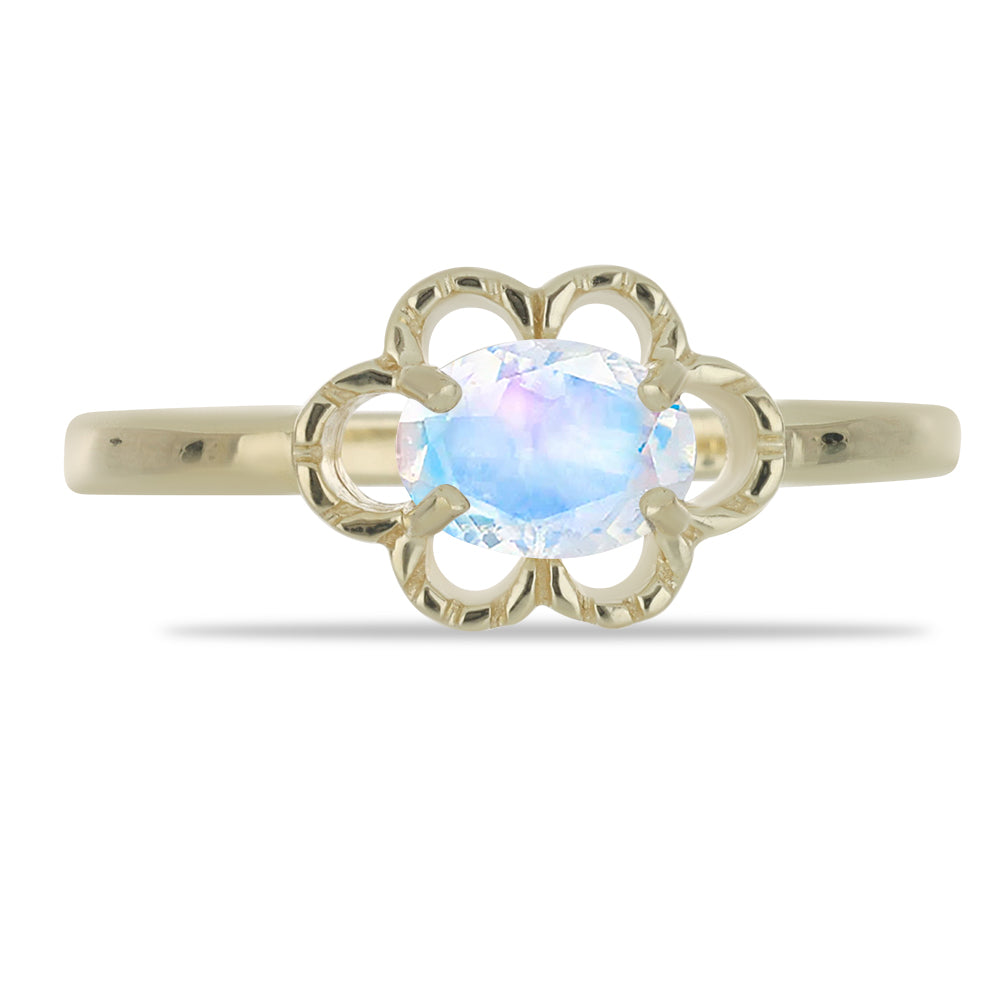 Inel din Argint 925 Placat cu Aur ( 1.93 grame ) cu Piatra Lunii Curcubeu 0.75 Carate 1 